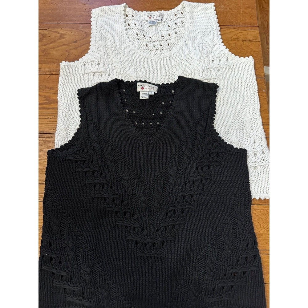 vtg reflectuons by speigle knit sleeveless‎ sweaters LOT OF 2 small